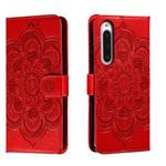 For Sony Xperia 10 V Sun Mandala Embossing Pattern Phone Leather Case(Red)
