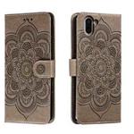 For Sharp Aquos R2 Sun Mandala Embossing Pattern Phone Leather Case(Grey)