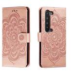 For Sharp Aquos R5G Sun Mandala Embossing Pattern Phone Leather Case(Rose Gold)