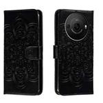 For Sharp Aquos R8 Pro Sun Mandala Embossing Pattern Phone Leather Case(Black)