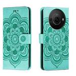 For Sharp Aquos R8 Pro Sun Mandala Embossing Pattern Phone Leather Case(Green)