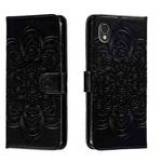 For Sharp Aquos Sense2 Sun Mandala Embossing Pattern Phone Leather Case(Black)
