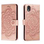 For Sharp Aquos Sense2 Sun Mandala Embossing Pattern Phone Leather Case(Rose Gold)