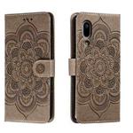 For Sharp Aquos Sense3 Sun Mandala Embossing Pattern Phone Leather Case(Grey)