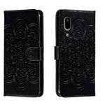 For Sharp Aquos Sense3 Sun Mandala Embossing Pattern Phone Leather Case(Black)