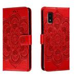 For Sharp Aquos Wish Sun Mandala Embossing Pattern Phone Leather Case(Red)