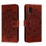 For Sharp Aquos Wish Sun Mandala Embossing Pattern Phone Leather Case(Brown)