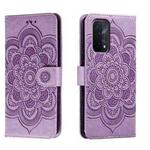 For OPPO A54 5G Sun Mandala Embossing Pattern Phone Leather Case(Purple)