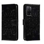 For OPPO A55 5G Sun Mandala Embossing Pattern Phone Leather Case(Black)