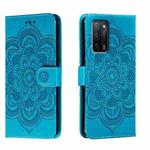 For OPPO A55 5G Sun Mandala Embossing Pattern Phone Leather Case(Blue)