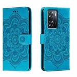 For OPPO A57 4G Sun Mandala Embossing Pattern Phone Leather Case(Blue)