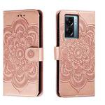 For OPPO A57 5G Sun Mandala Embossing Pattern Phone Leather Case(Rose Gold)