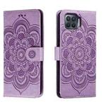 For OPPO A93 4G Sun Mandala Embossing Pattern Phone Leather Case(Purple)