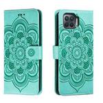 For OPPO A93 4G Sun Mandala Embossing Pattern Phone Leather Case(Green)