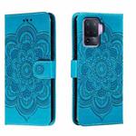 For OPPO A94 4G Sun Mandala Embossing Pattern Phone Leather Case(Blue)