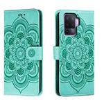 For OPPO A94 4G Sun Mandala Embossing Pattern Phone Leather Case(Green)
