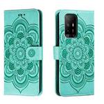 For OPPO A94 5G Sun Mandala Embossing Pattern Phone Leather Case(Green)