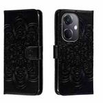 For OPPO K11 Sun Mandala Embossing Pattern Phone Leather Case(Black)