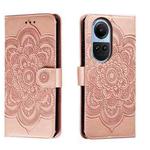 For OPPO Reno10 5G Global Sun Mandala Embossing Pattern Phone Leather Case(Rose Gold)