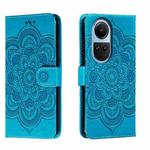 For OPPO Reno10 5G Global Sun Mandala Embossing Pattern Phone Leather Case(Blue)