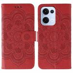 For OPPO Reno13 Sun Mandala Embossing Pattern Phone Leather Case(Red)