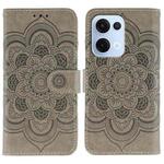 For OPPO Reno13 Sun Mandala Embossing Pattern Phone Leather Case(Grey)