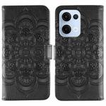 For OPPO Reno13 Sun Mandala Embossing Pattern Phone Leather Case(Black)