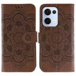 For OPPO Reno13 Sun Mandala Embossing Pattern Phone Leather Case(Brown)