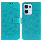 For OPPO Reno13 Sun Mandala Embossing Pattern Phone Leather Case(Blue)