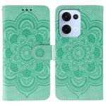 For OPPO Reno13 Sun Mandala Embossing Pattern Phone Leather Case(Green)