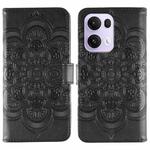 For OPPO Reno13 Pro Sun Mandala Embossing Pattern Phone Leather Case(Black)