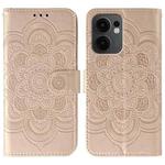For OPPO Reno13 F Sun Mandala Embossing Pattern Phone Leather Case(Rose Gold)