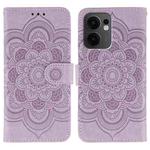 For OPPO Reno13 F Sun Mandala Embossing Pattern Phone Leather Case(Purple)