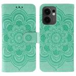 For OPPO Reno13 F Sun Mandala Embossing Pattern Phone Leather Case(Green)