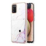 For Samsung Galaxy A02s EU Version Marble Pattern IMD Card Slot Phone Case(White Purple)