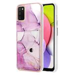 For Samsung Galaxy A03s US Version Marble Pattern IMD Card Slot Phone Case(Pink Purple Gold)