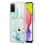For Samsung Galaxy A03s US Version Marble Pattern IMD Card Slot Phone Case(Green)