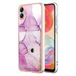 For Samsung Galaxy A04e Marble Pattern IMD Card Slot Phone Case(Pink Purple Gold)