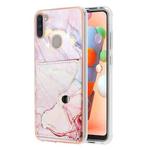 For Samsung Galaxy A11 / M11 Marble Pattern IMD Card Slot Phone Case(Rose Gold)