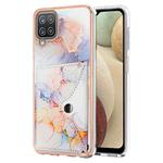 For Samsung Galaxy A12 Marble Pattern IMD Card Slot Phone Case(Galaxy Marble White)