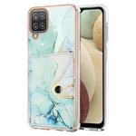 For Samsung Galaxy A12 Marble Pattern IMD Card Slot Phone Case(Green)
