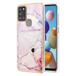 For Samsung Galaxy A21s Marble Pattern IMD Card Slot Phone Case(Rose Gold)