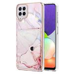 For Samsung Galaxy A22 4G EU Version Marble Pattern IMD Card Slot Phone Case(Rose Gold)