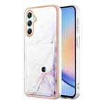 For Samsung Galaxy A24 Marble Pattern IMD Card Slot Phone Case(White Purple)