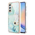 For Samsung Galaxy A25 5G Marble Pattern IMD Card Slot Phone Case(Green)