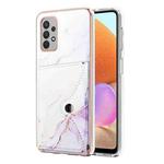 For Samsung Galaxy A32 4G EU Version Marble Pattern IMD Card Slot Phone Case(White Purple)