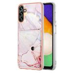 For Samsung Galaxy A54 5G Marble Pattern IMD Card Slot Phone Case(Rose Gold)