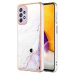 For Samsung Galaxy A72 5G / 4G Marble Pattern IMD Card Slot Phone Case(White Purple)