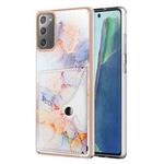 For Samsung Galaxy Note20 Marble Pattern IMD Card Slot Phone Case(Galaxy Marble White)