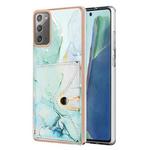 For Samsung Galaxy Note20 Marble Pattern IMD Card Slot Phone Case(Green)